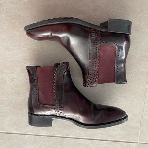 Tod’s Burgundy Perforated Chelsea Boots Size 39